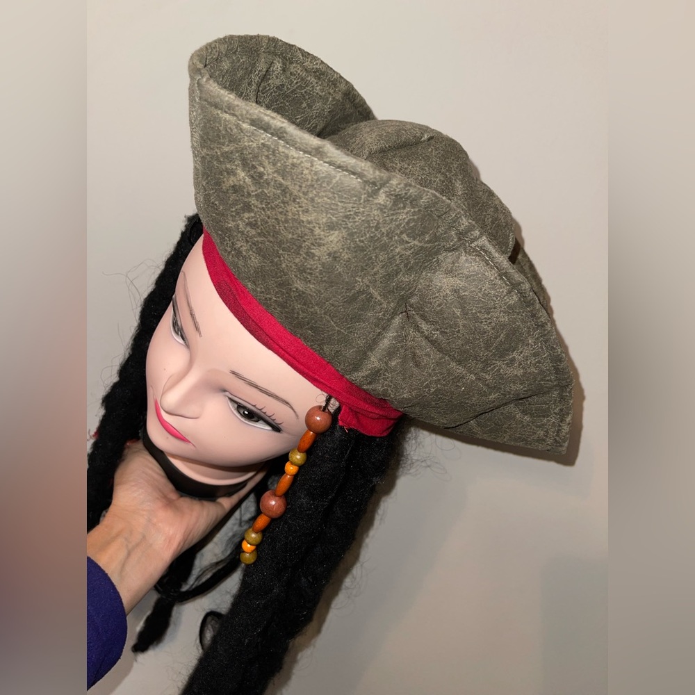 Disney Pirates of Caribbean Jack Sparrow Dreadlocks Hat for Halloween Costume